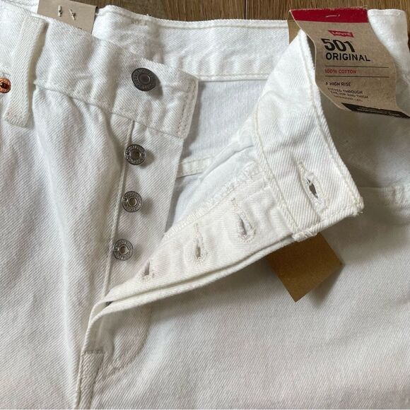 Levi’s 501 Original High Rise Straight Leg Women's Denim Jean White (W27xL32) - Picture 9 of 15